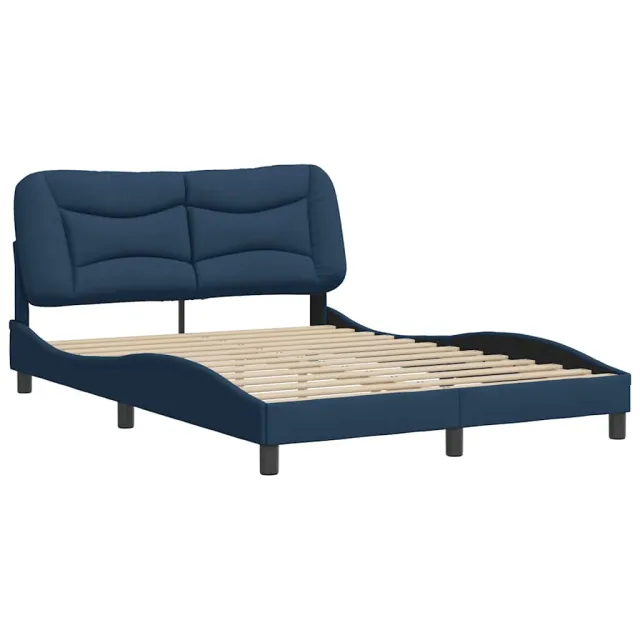 Cadre de lit sans matelas Hvar bleu 140x190 cm tissu
