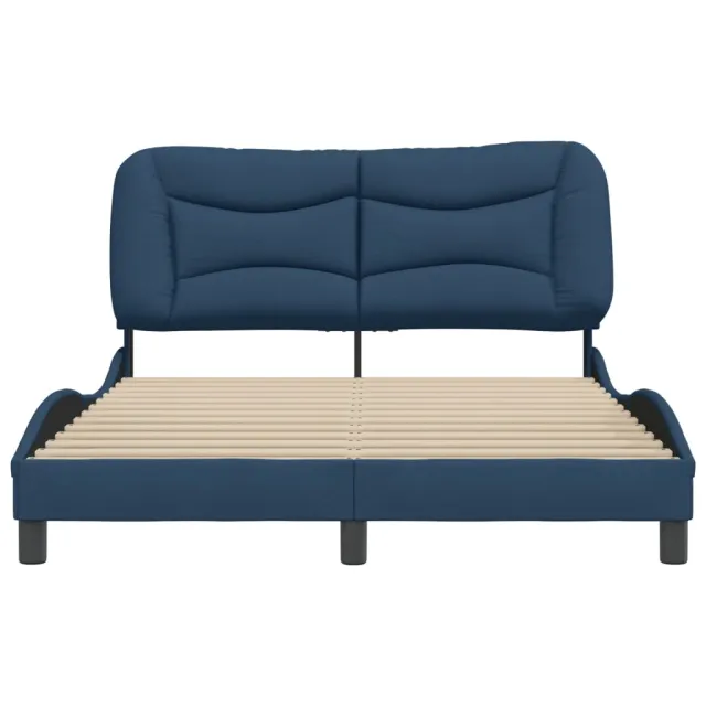 Cadre de lit sans matelas Hvar bleu 140x190 cm tissu