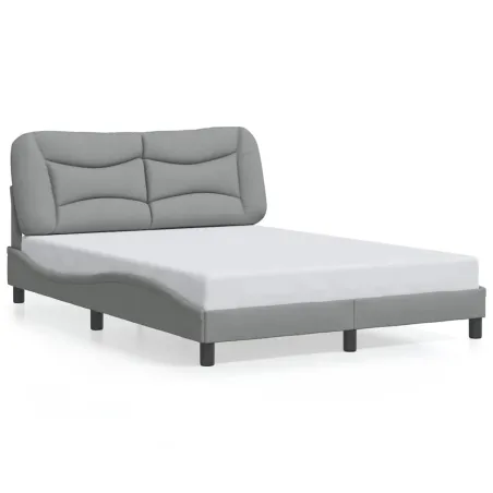 Cadre de lit sans matelas Hvar gris clair 140x200 cm tissu