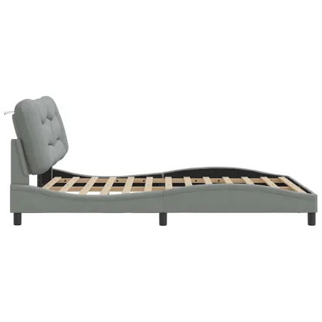 Cadre de lit sans matelas Hvar gris clair 140x200 cm tissu