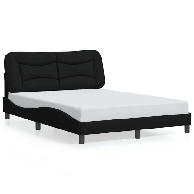 Cadre de lit sans matelas Hvar noir 140x200 cm tissu