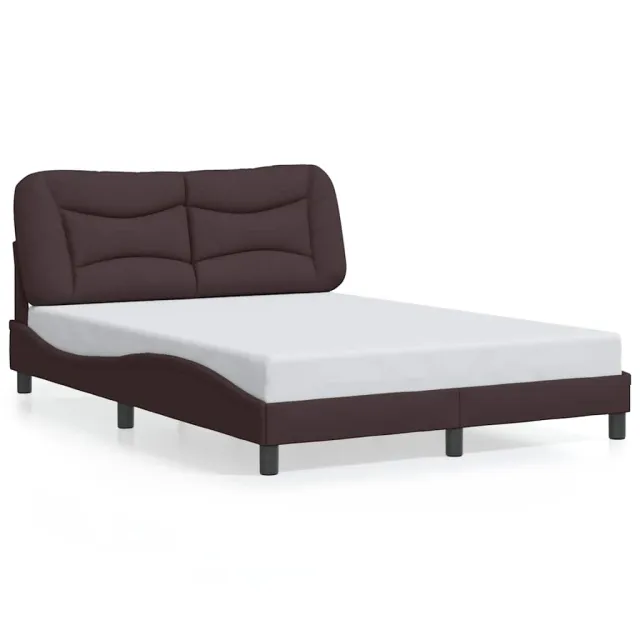 Cadre de lit sans matelas Hvar marron foncé 140x200 cm tissu