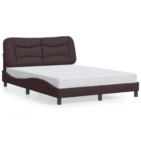 Cadre de lit sans matelas Hvar marron foncé 140x200 cm tissu