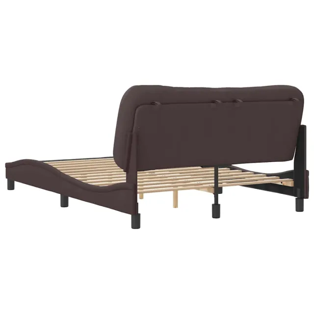 Cadre de lit sans matelas Hvar marron foncé 140x200 cm tissu