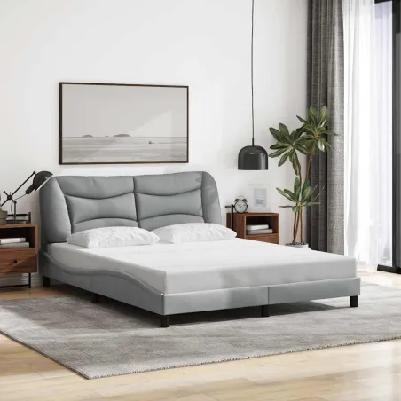 Cadre de lit sans matelas Hvar gris clair 160x200 cm tissu