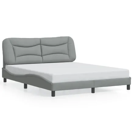 Cadre de lit sans matelas Hvar gris clair 160x200 cm tissu 2
