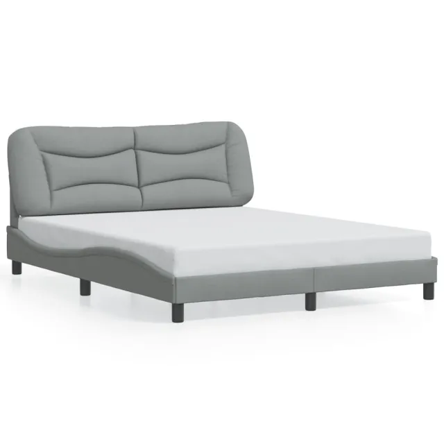 Cadre de lit sans matelas Hvar gris clair 160x200 cm tissu