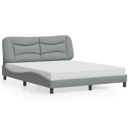 Cadre de lit sans matelas Hvar gris clair 160x200 cm tissu