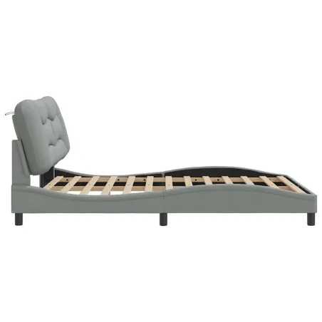 Cadre de lit sans matelas Hvar gris clair 160x200 cm tissu
