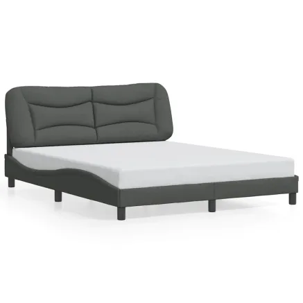 Cadre de lit sans matelas Hvar gris foncé 160x200 cm tissu 2
