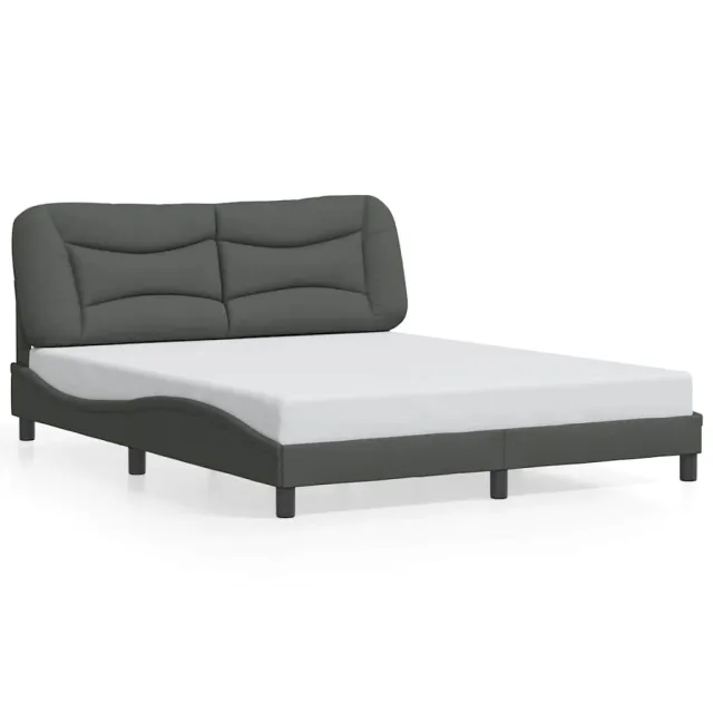 Cadre de lit sans matelas Hvar gris foncé 160x200 cm tissu