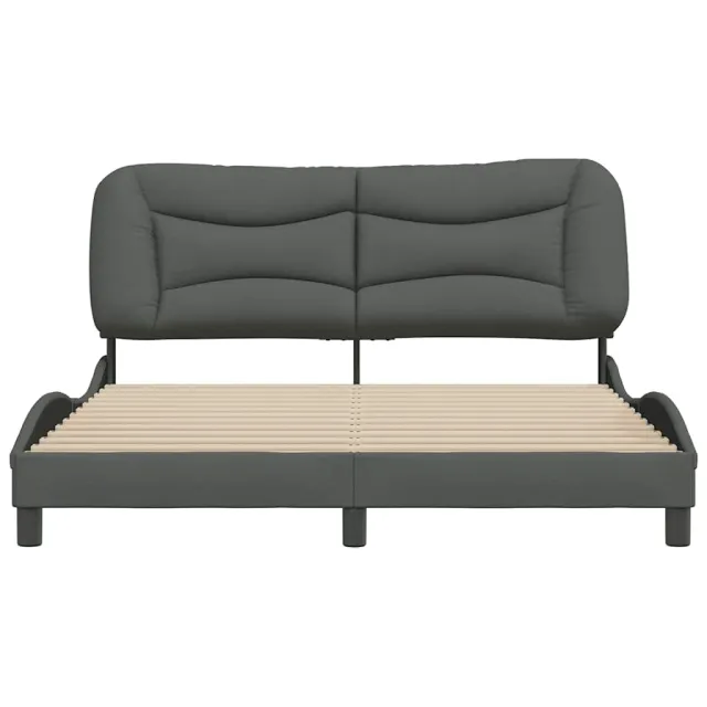 Cadre de lit sans matelas Hvar gris foncé 160x200 cm tissu