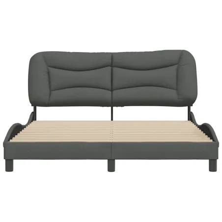 Cadre de lit sans matelas Hvar gris foncé 160x200 cm tissu