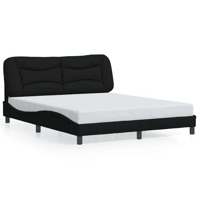 Cadre de lit sans matelas Hvar noir 160x200 cm tissu
