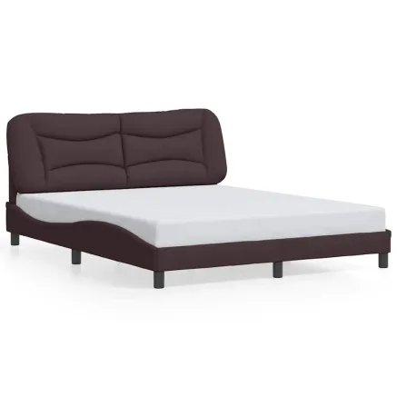 Cadre de lit sans matelas Hvar marron foncé 160x200 cm tissu 2