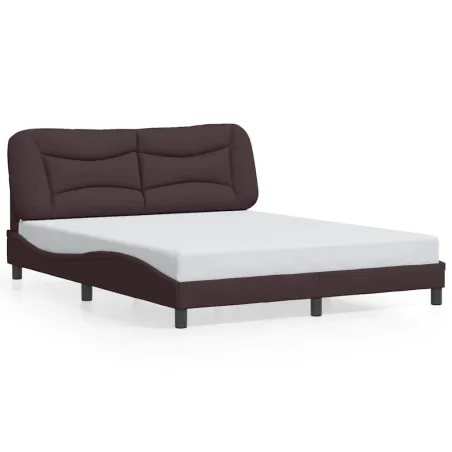 Cadre de lit sans matelas Hvar marron foncé 160x200 cm tissu