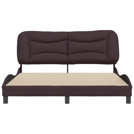 Cadre de lit sans matelas Hvar marron foncé 160x200 cm tissu