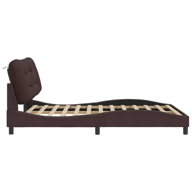 Cadre de lit sans matelas Hvar marron foncé 160x200 cm tissu