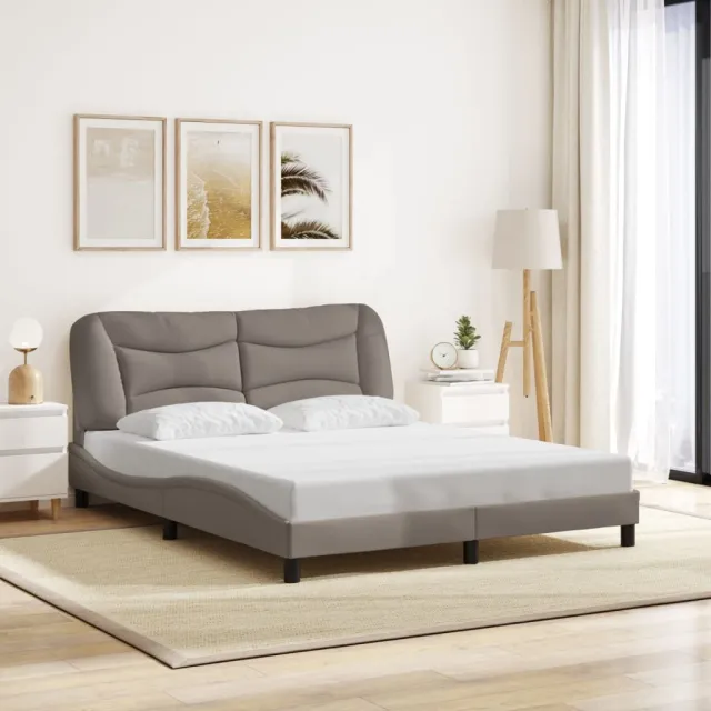 Cadre de lit sans matelas Hvar taupe 160x200 cm tissu