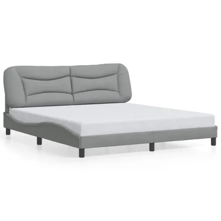 Cadre de lit sans matelas Hvar gris clair 180x200 cm tissu 2