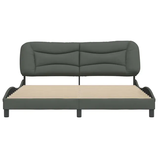 Cadre de lit sans matelas Hvar gris foncé 180x200 cm tissu