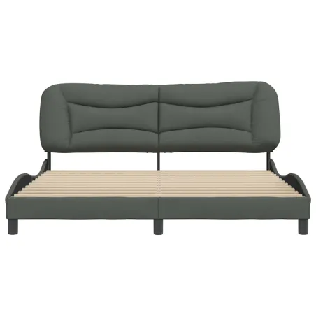 Cadre de lit sans matelas Hvar gris foncé 180x200 cm tissu