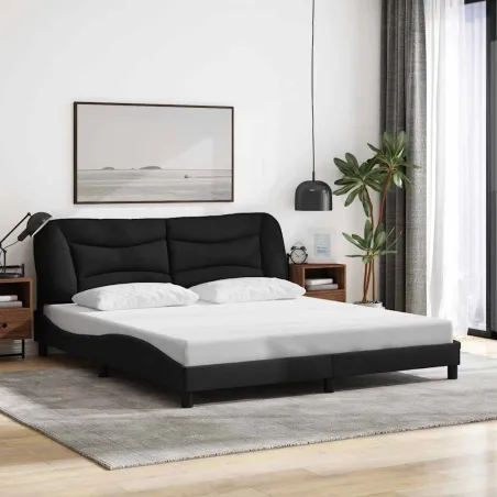 Cadre de lit sans matelas Hvar noir 180x200 cm tissu