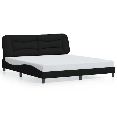 Cadre de lit sans matelas Hvar noir 180x200 cm tissu