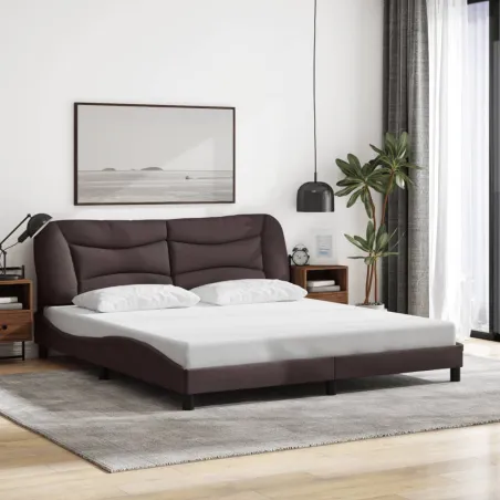 Cadre de lit sans matelas Hvar marron foncé 180x200 cm tissu