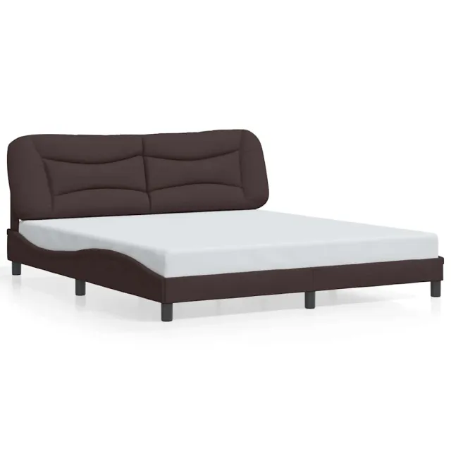 Cadre de lit sans matelas Hvar marron foncé 180x200 cm tissu