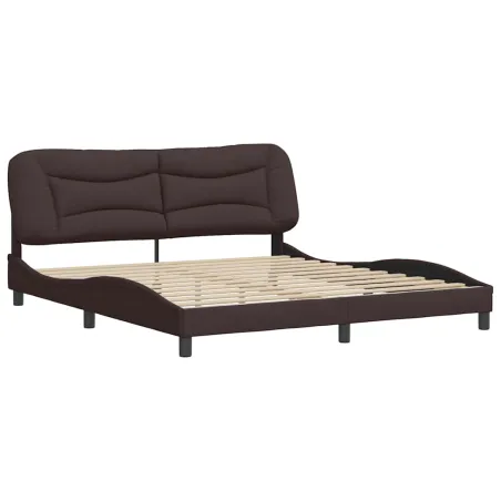 Cadre de lit sans matelas Hvar marron foncé 180x200 cm tissu