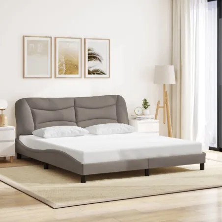 Cadre de lit sans matelas Hvar taupe 180x200 cm tissu