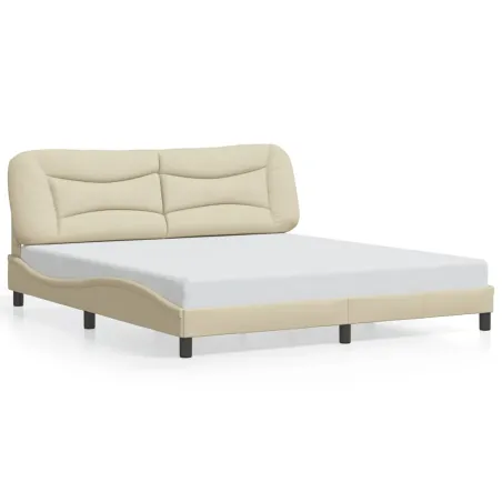 Cadre de lit sans matelas Hvar crème 180x200 cm tissu