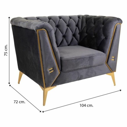 Armchair Alexandra House Living Grey 72 x 75 x 104 cm Upholstery 2