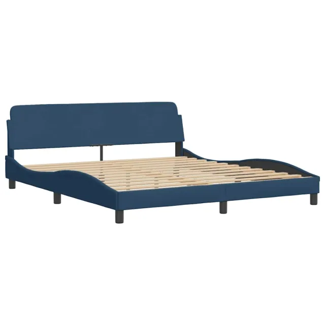 Cadre de lit sans matelas Hvar bleu 180x200 cm tissu