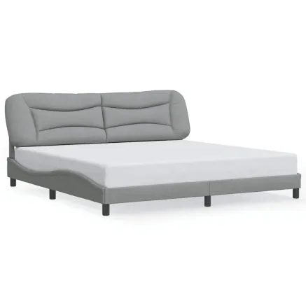 Cadre de lit sans matelas Hvar gris clair 200x200 cm tissu 2
