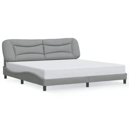 Cadre de lit sans matelas Hvar gris clair 200x200 cm tissu