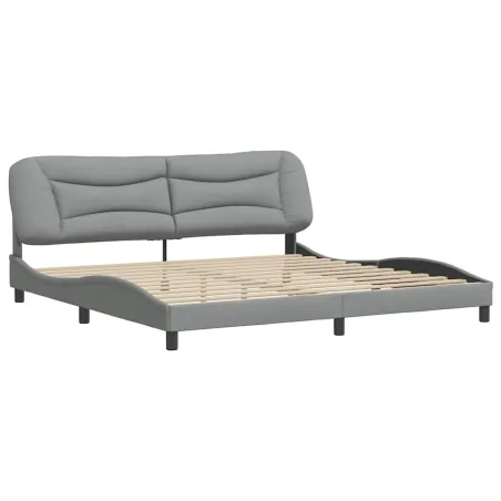 Cadre de lit sans matelas Hvar gris clair 200x200 cm tissu