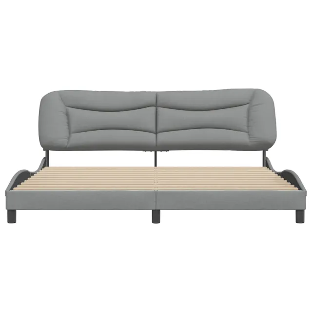 Cadre de lit sans matelas Hvar gris clair 200x200 cm tissu