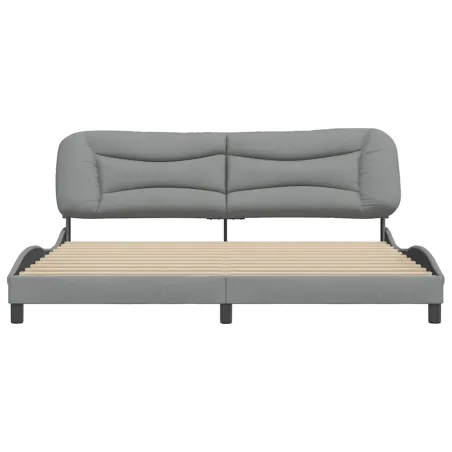 Cadre de lit sans matelas Hvar gris clair 200x200 cm tissu