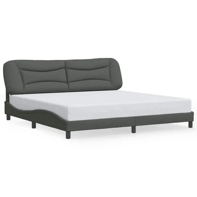 Cadre de lit sans matelas Hvar gris foncé 200x200 cm tissu