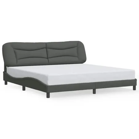 Cadre de lit sans matelas Hvar gris foncé 200x200 cm tissu