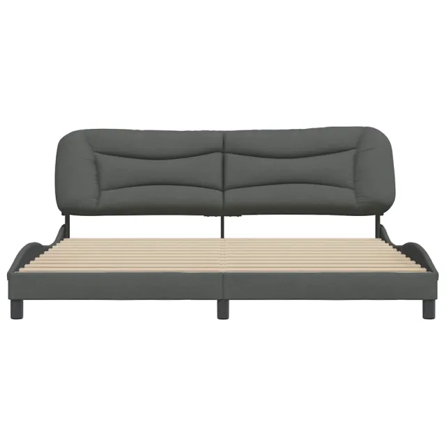 Cadre de lit sans matelas Hvar gris foncé 200x200 cm tissu