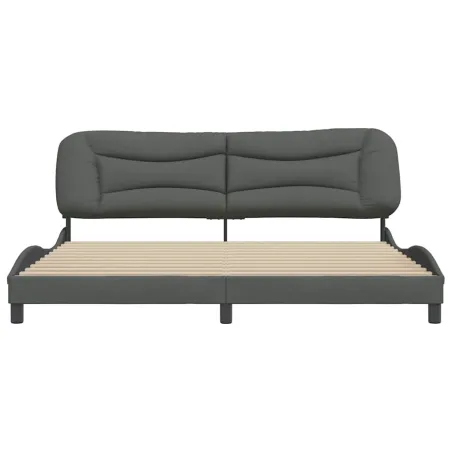 Cadre de lit sans matelas Hvar gris foncé 200x200 cm tissu