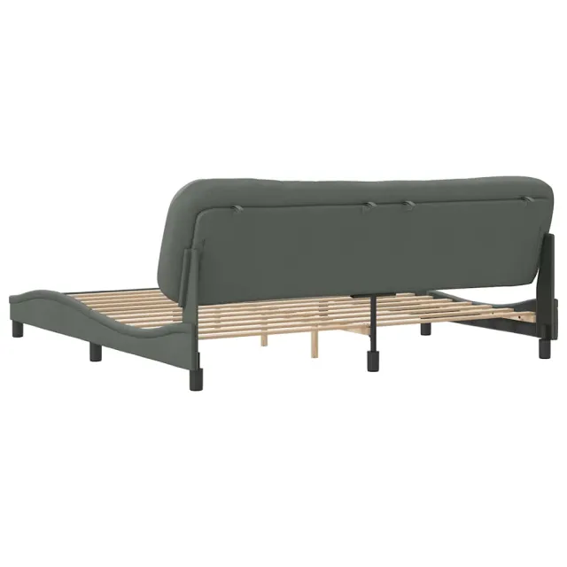 Cadre de lit sans matelas Hvar gris foncé 200x200 cm tissu
