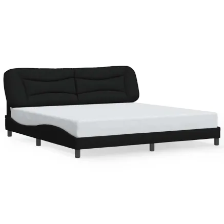 Cadre de lit sans matelas Hvar noir 200x200 cm tissu 2