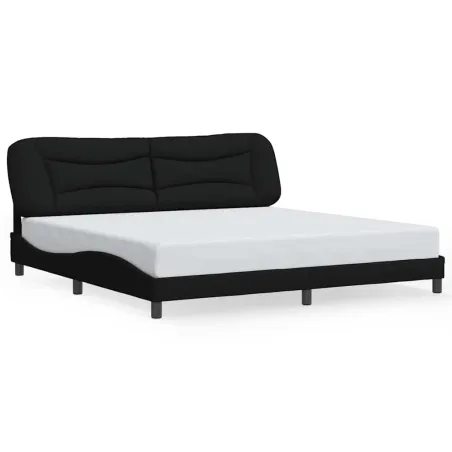 Cadre de lit sans matelas Hvar noir 200x200 cm tissu
