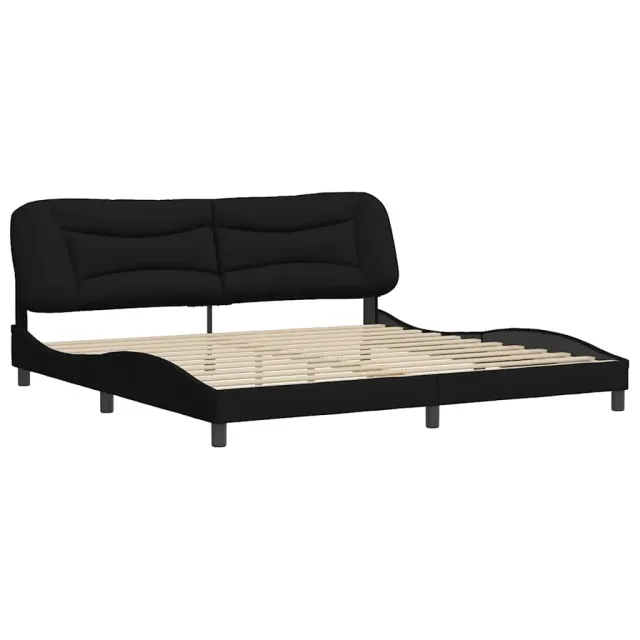 Cadre de lit sans matelas Hvar noir 200x200 cm tissu