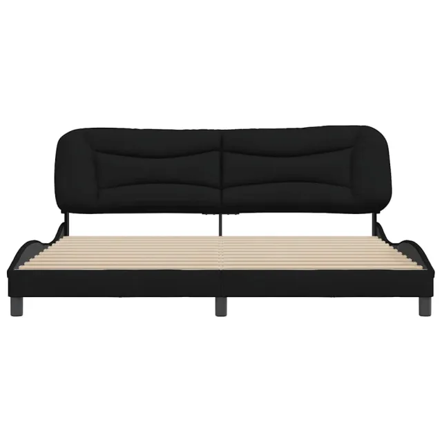 Cadre de lit sans matelas Hvar noir 200x200 cm tissu