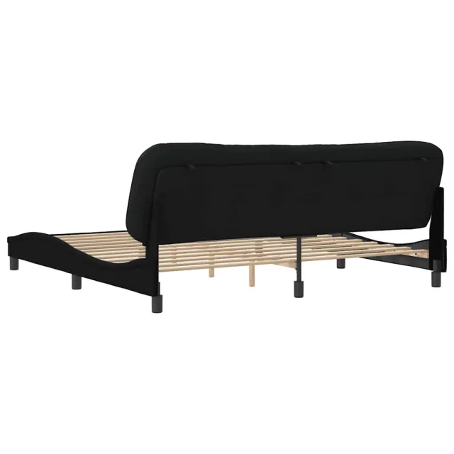 Cadre de lit sans matelas Hvar noir 200x200 cm tissu